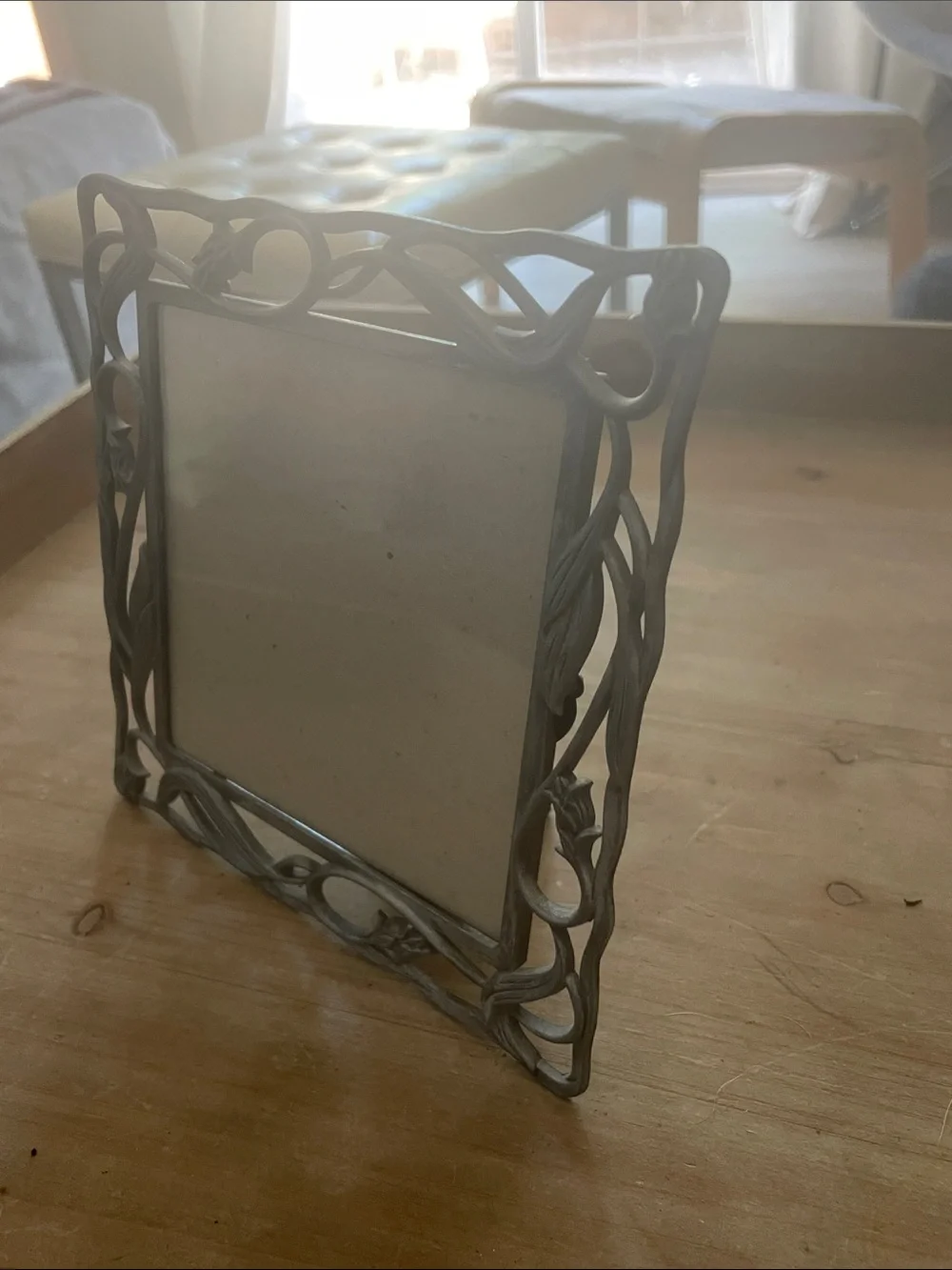 Ashleigh Manor  Taiwan Vintage Pewter Floral Metal Picture Frame 5x5 picture